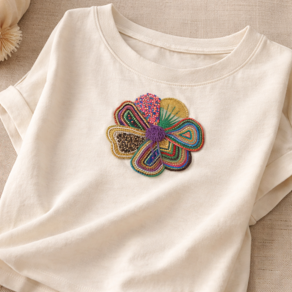 Embroidered Printed T-Shirt