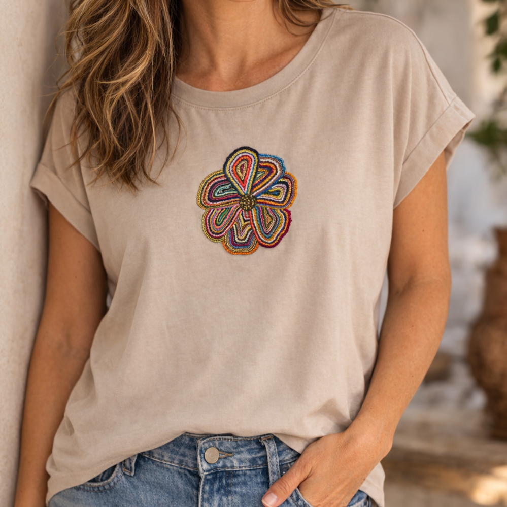 Embroidered Printed T-Shirt